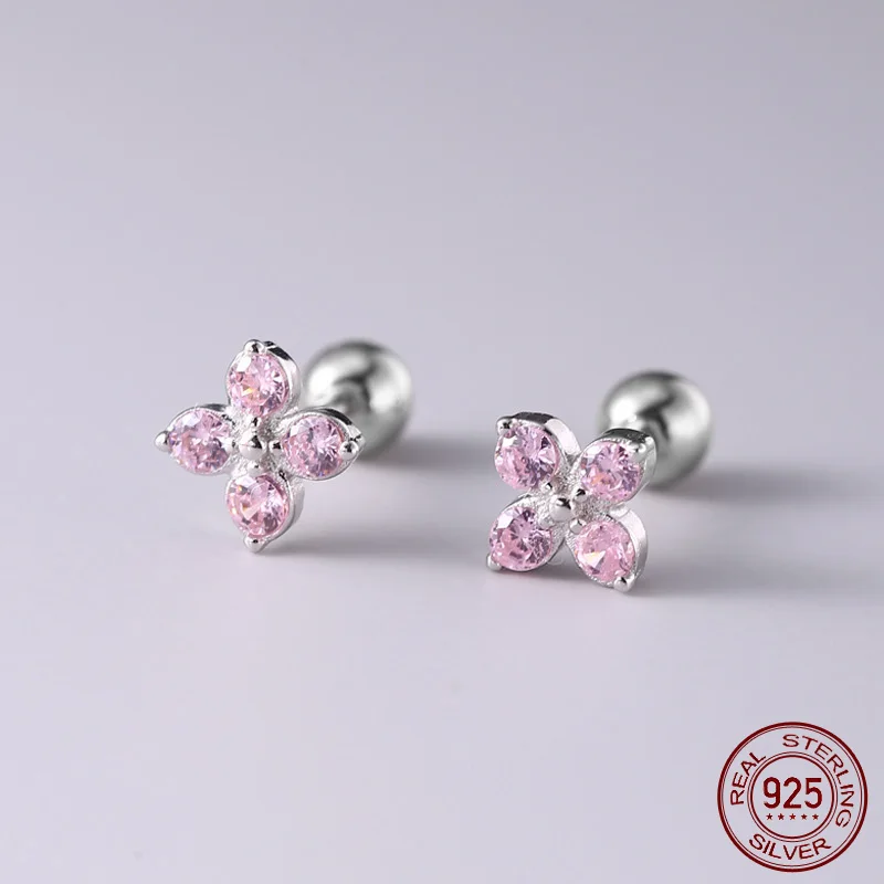 

La Monada 925 Sterling Silver Stud Earrings For Women Silver 925 Pink Flower Fine Women Earrings Jewelry Stud Earrings Zircon