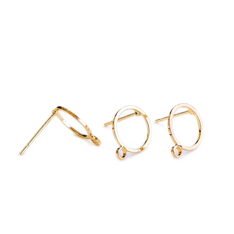 Gold Silver Color Plated Hollow-carved Earring Setting Round Cabochon Base Eardrop Accessories Copper Material DIY Craft 20pcs