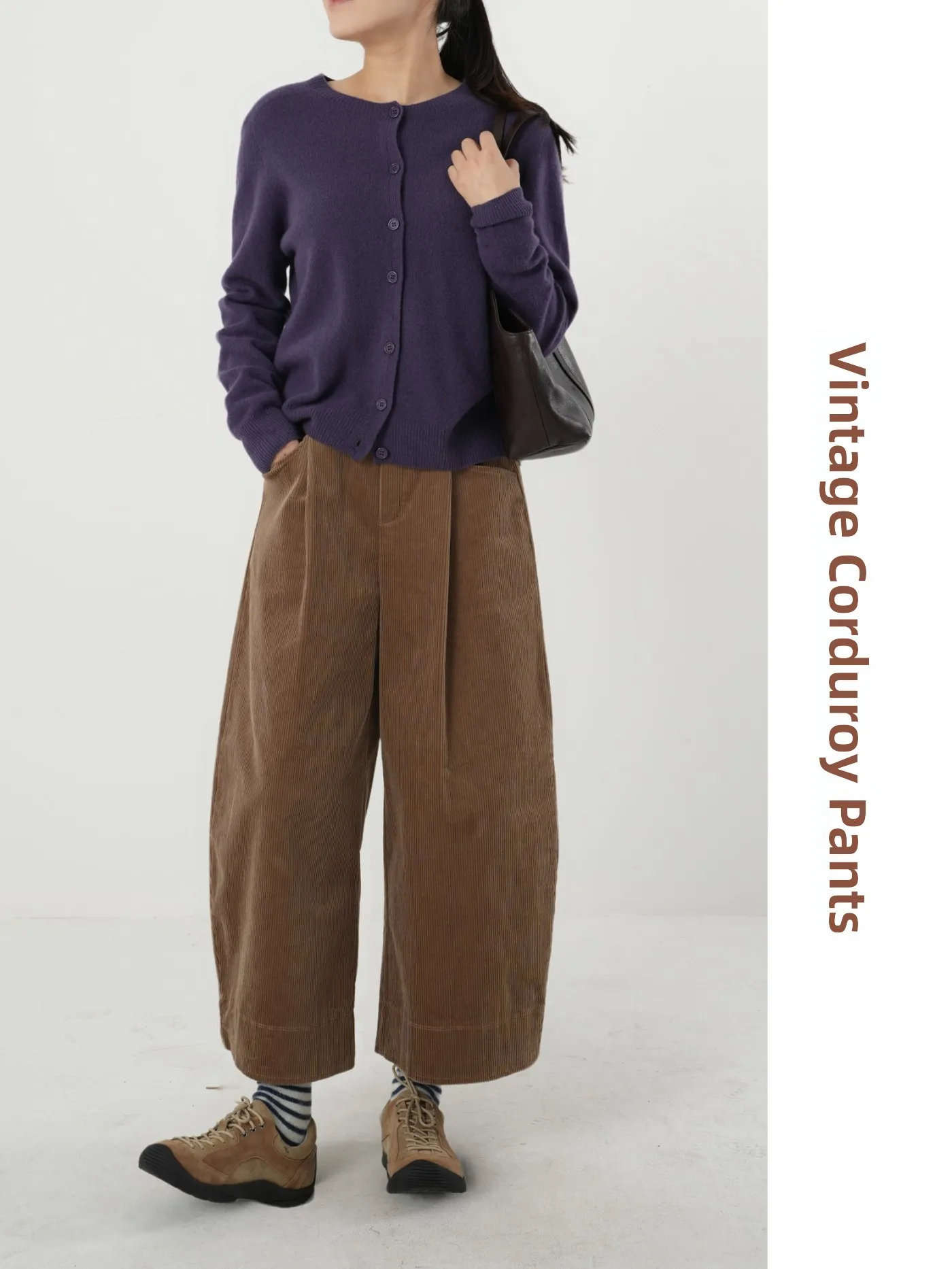 

Весенние повседневные брюки из хлопкового вельвета Aosphere для женщин: винтажные, свободного кроя, с эластичным поясом, для комфортного ощущения прохлады, модные.