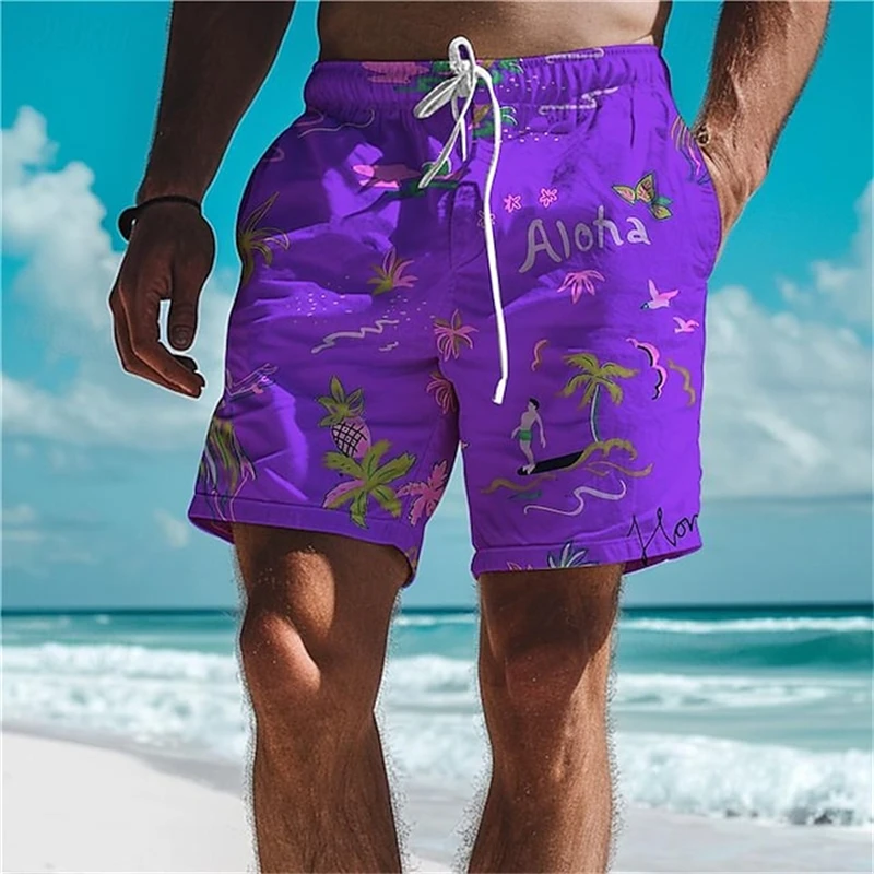 Aloha Hawaiiaanse Palmboom 3d Print Heren Dames Strandshorts Mode Casual Oversized Gym Sneldrogende Trunks Ijs Short Homme 4xl