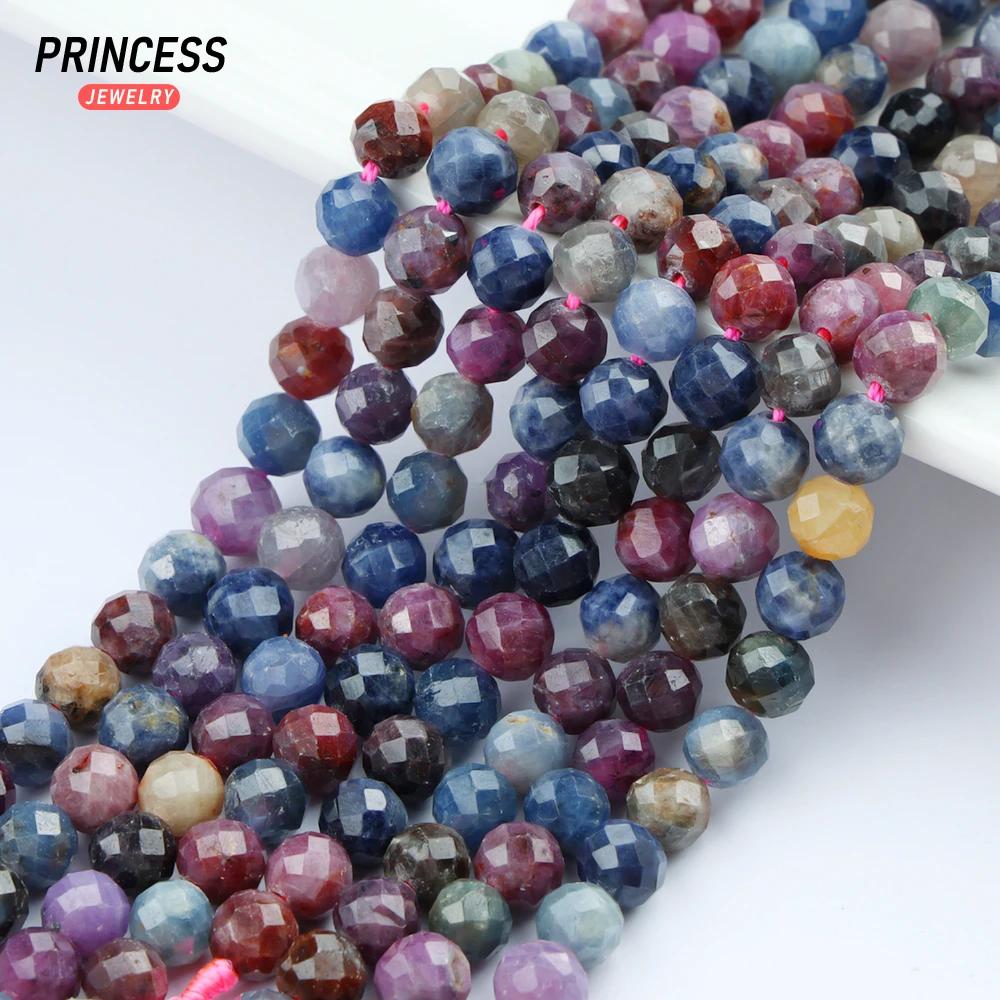 A+ Natural Ruby Sapphire Without Heat Treatment 4mm 6mm Faceted Beads for Jewelry Making Wholesale Stone Bead DIY Accessories