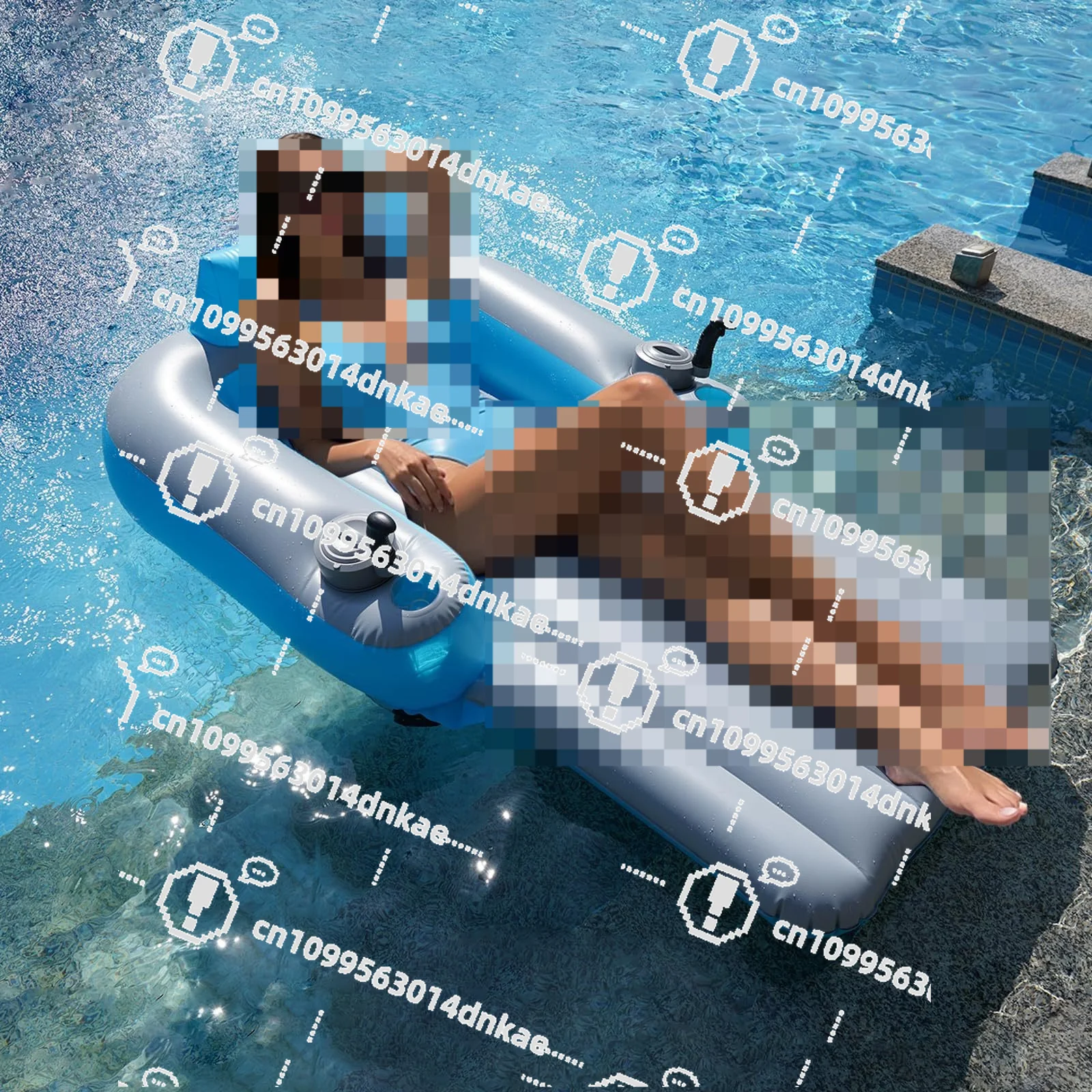 Factory New Water Inflatable Double Electric Lounger Pool with Propeller Jet Ski Boat Floating Row