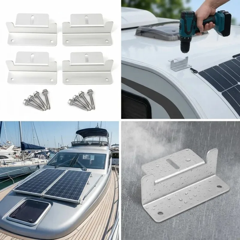 4pcs Aluminum Alloy Z Brackets with Nuts and Bolts Solar Panel Mounting Brackets Lightweight Solar Panels for Roof RVs view 4