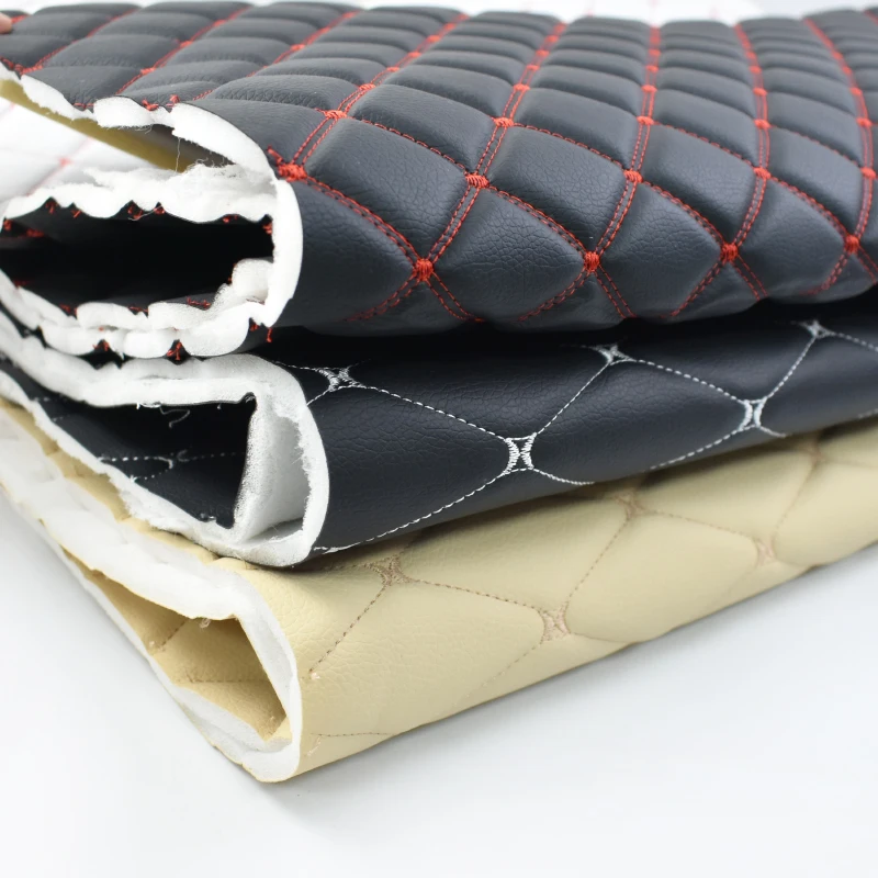 45/90*160cm 0.7cm Sponge Interlayer Leather Fabrics Special Offer Embroidered Plaid Fabric Car Interior Seat Cushion Decorations
