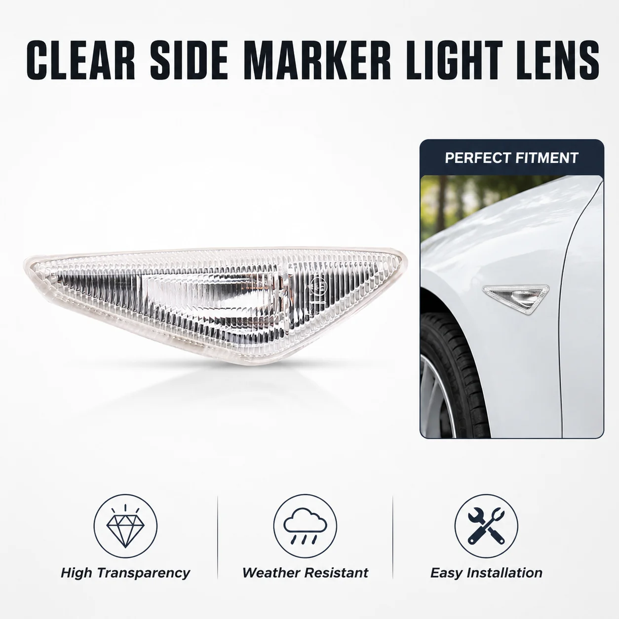 Feu de position latéral de style OE avec lentille PC transparente anti-UV, remplacement direct pour BMW X3 F25 X5 E70 X6 E71