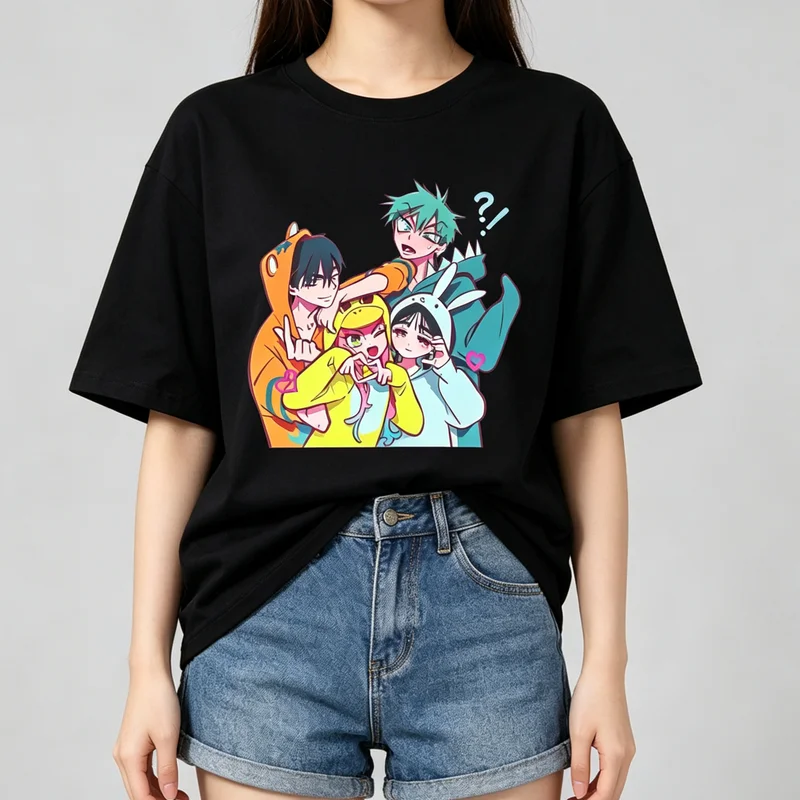 Alien Stage Psychedelic Tshirts Women Short-sleeve Tee Funny Cotton 90s Ulzzang Female Black Japanese Anime Graphic Y2k Top