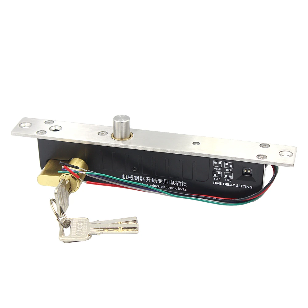 Cerradura de cerrojo eléctrico para el hogar, cilindro de bloqueo con llave, salida de contacto para puerta, sistema de Control de acceso, DC12V/24V