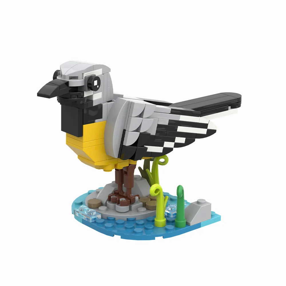 

MOC Grey Wagtail Building Blocks Model Animal Worlds Grey Wagtail Birds Bricks DIY Assembly Educational Toys Kids Birthday Gifts