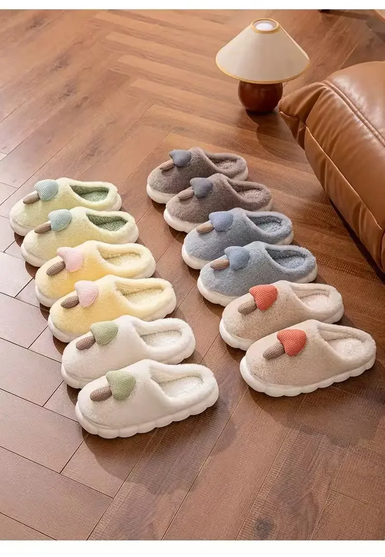 

New Style Women's Cotton Slippers, Plush Lined Heel Cover Shape Cotton Warm House Shoes for Winter Home Bedroom Living Room
