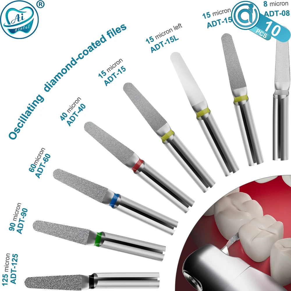 AI-ADT Dental Orthodontic Handpiece Mini Saw Blades Interproximal Stripping Contra Angle Oscillating Diamond-coated Files 10 pcs