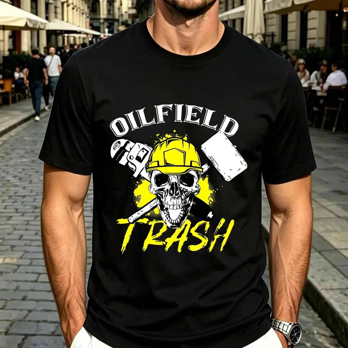 washed T Shirt New Limited Oilfield Trash Worker Oilman Oil Drilling Rig long or short sleeves vintage Washed Slightly