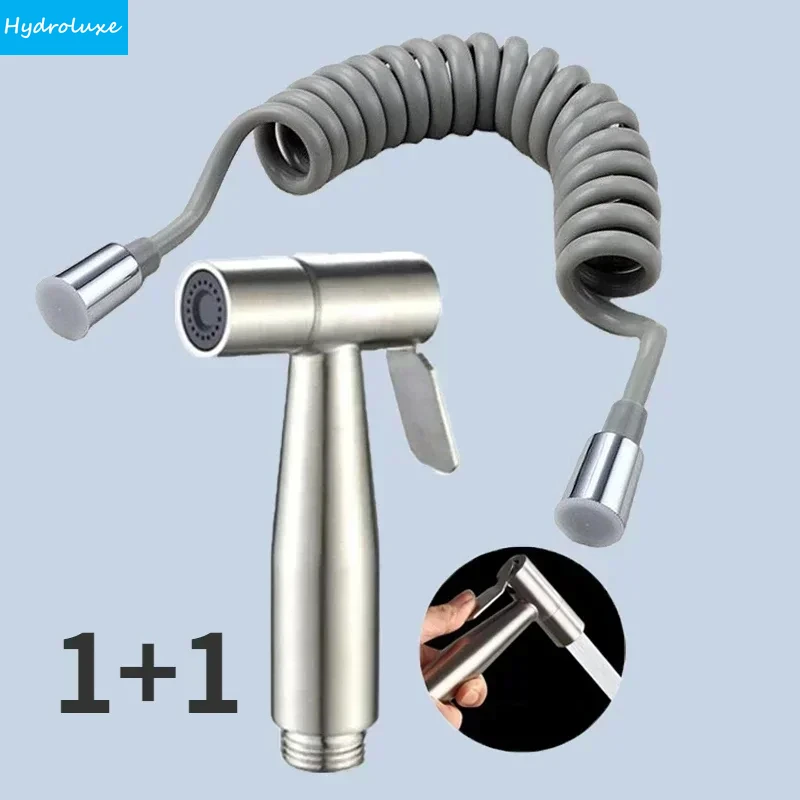 304 Hand Protable Toilet Bidet Sprayer Bathroom Bidet 1.5m Stretchable Hose Stainless Steel Sprayer Set Bathroom Accessories