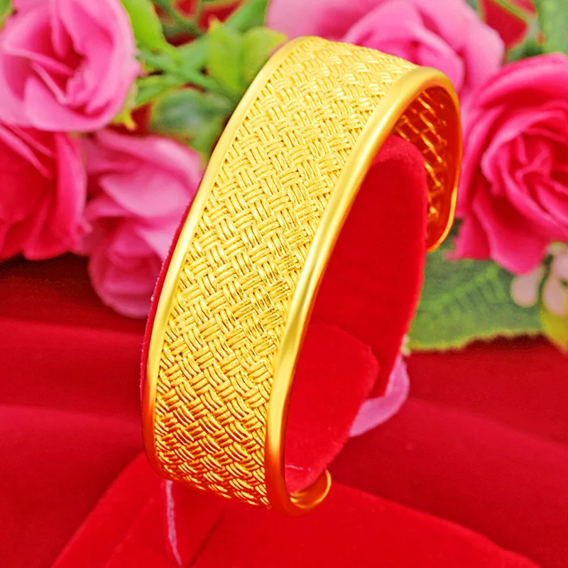 

Low-Key Luxury Fashion Hammered Pattern Open Bracelet For Women 24K Gold AU999 | Not flashy but high-end