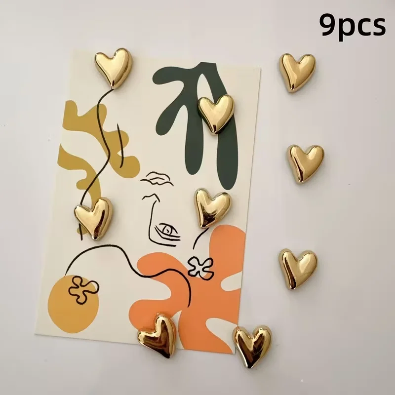 9pcs Heart-Shaped Refrigerator Magnet Set - Kitchen, Office, and Home Decor Magnets