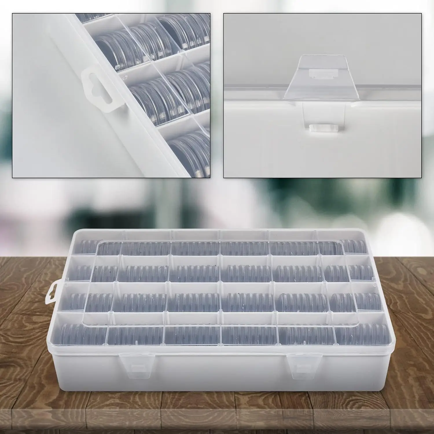 168 Pcs 46mm Coin Capsules Case with Foam Gasket and Plastic Storage Organizer, 7 Sizes (16/20/25/27/30/38/46mm)