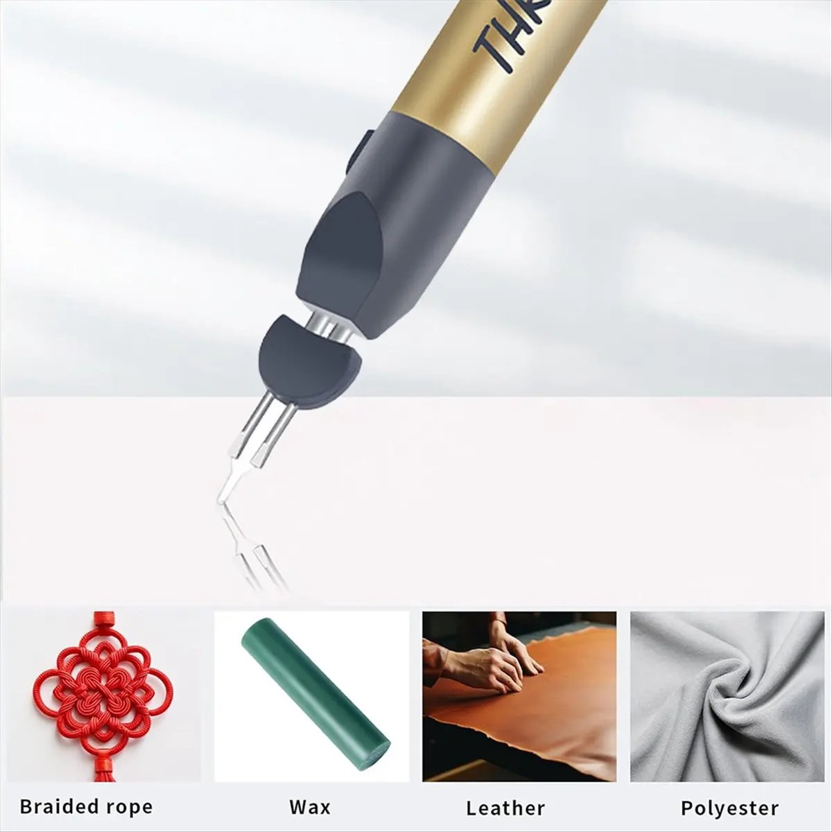 AB52 Thread Burner, Battery Operated Thread Burner Cordless Pen Wax Carving Pen Shaping/Thread Burning Tool with 5 Tips
