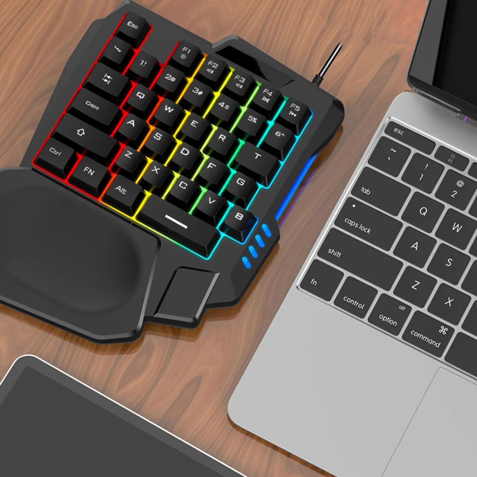 RGB Backlit Gaming Keyboard, Teclado Mecânico Compacto para Tablet, 35 Chaves