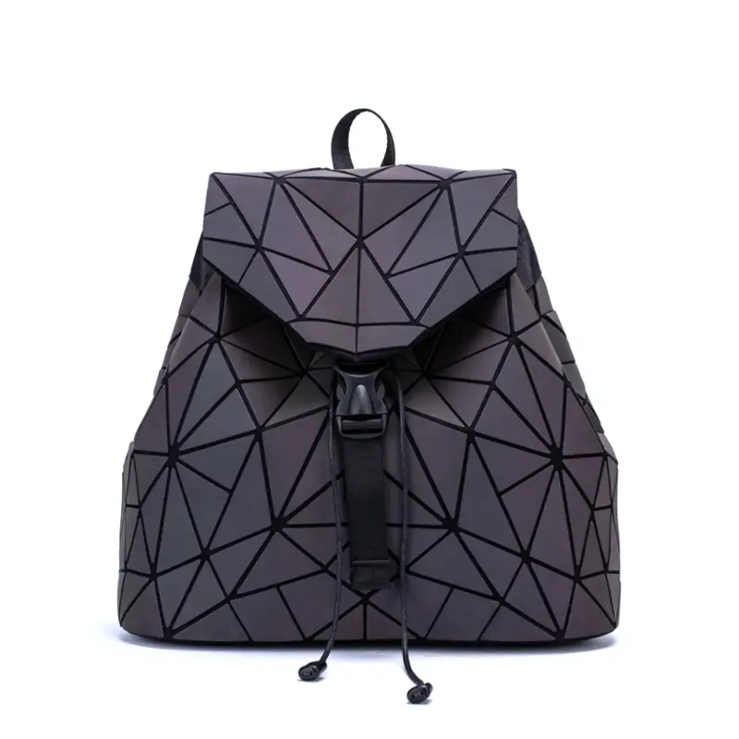 Stylish, luminous geometric foldable backpack for fashionable students. Ideal travel bag for trendy women who value convenience