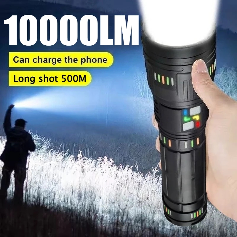 

High Power G600 Led Flashlights 10000LM Super Bright Spotlight Tactical flashlight Zoomable Outdoor Emergency Camping Torch