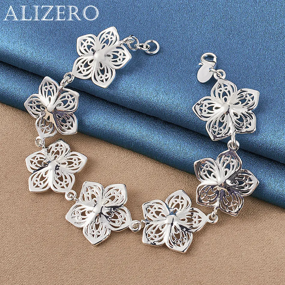 

ALIZERO 925 Sterling Silver Flowers Bracelet For Women Plum Bossom Bracelets Fashion Wedding Party Gift Jewelry Wholesale