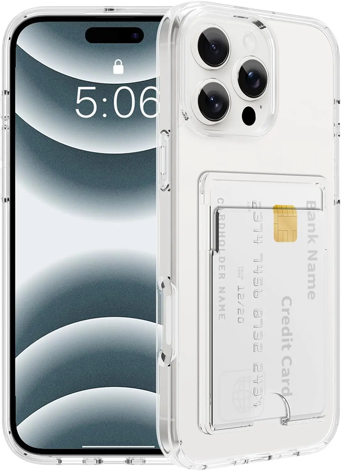 

Прозрачный противоударный чехол-кошелек для iPhone 16 Pro Max с держателем для карт, защита от пожелтения, для мужчин и женщин