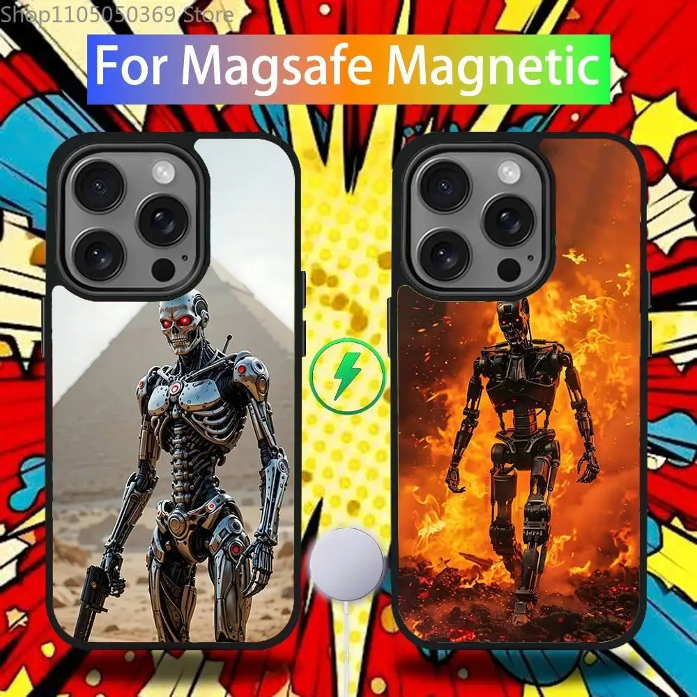 

T-Terminator Robot Phone Case For iPhone 17,16,15,14,13,12,11,Pro,Max,Plus,Mini,SE4,E Magnetic Magsafe Wireless Charging