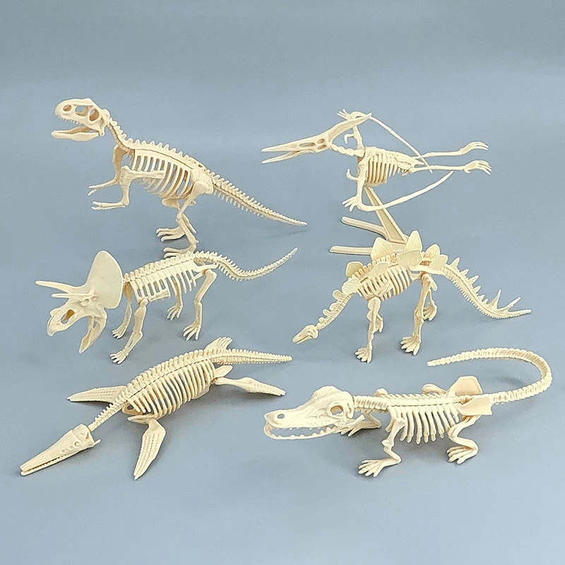 1 Set Kid Toy DIY Assembly Jurassic Dinosaur Fossil Skeleton Mosasaurus Tyrannosaurus Action Figure Collection Creative Model