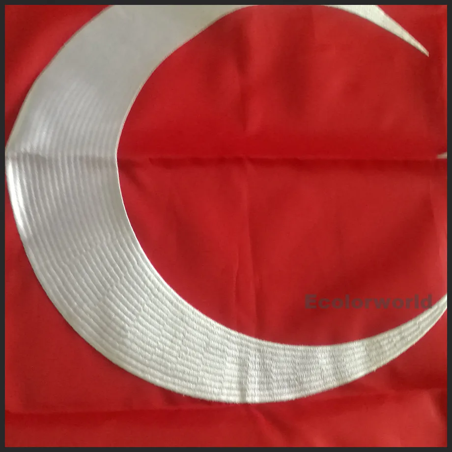 Embroidered Sewn Turkey Flag Turkish Embroidery Banner World Country Nation Oxford Fabric Nylon 3x5ft