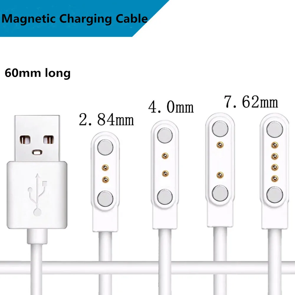 2/4Pin Magnetic Charging Cable 2.84/4.0/7.62mm Spacing Magnetic Charging Cable for Smart Watch Wristwatch