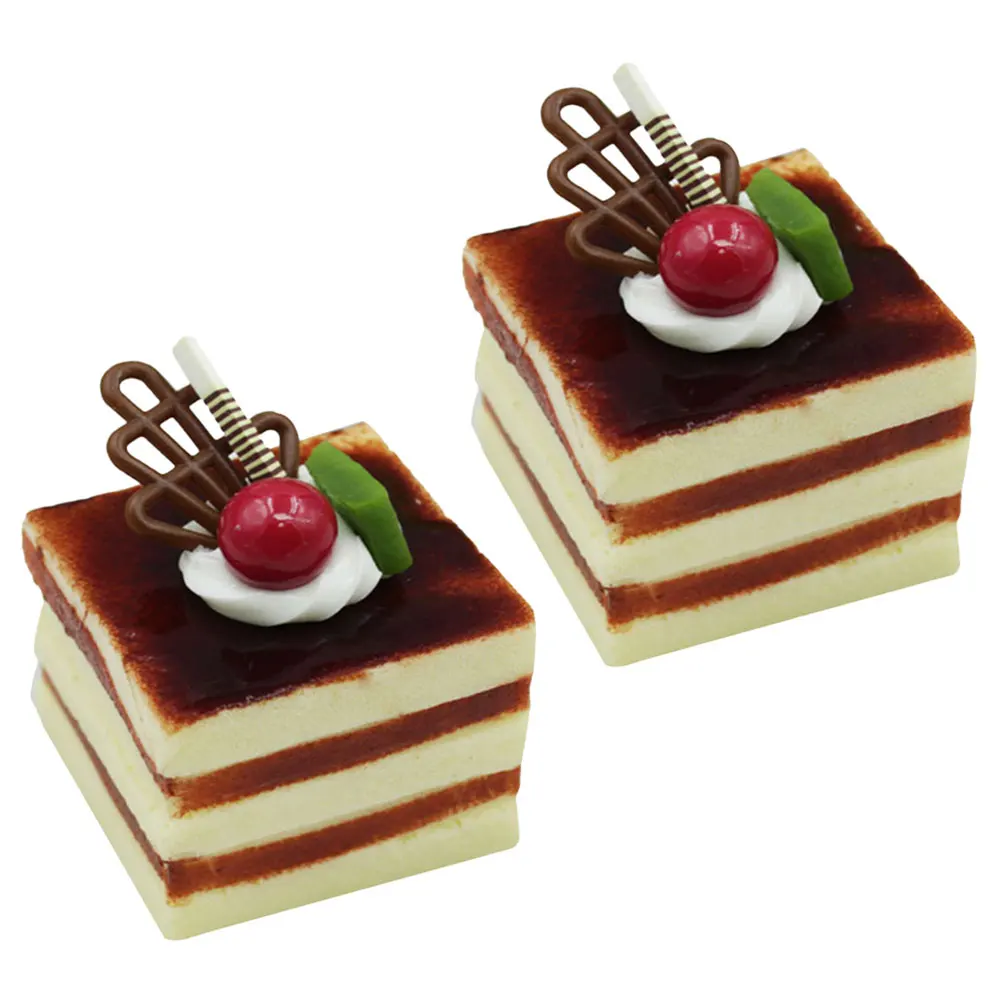 2개 인조 케이크 소품 정교한 모조 케이크 레스토랑 웨딩 파티 장식 교육 도구 주방 가정 장식품