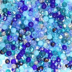 Isywaka Blue Multicolor 4*6mm 50pcs Rondelle  Austria faceted Crystal Glass Beads Loose Spacer Round Beads for Jewelry Making