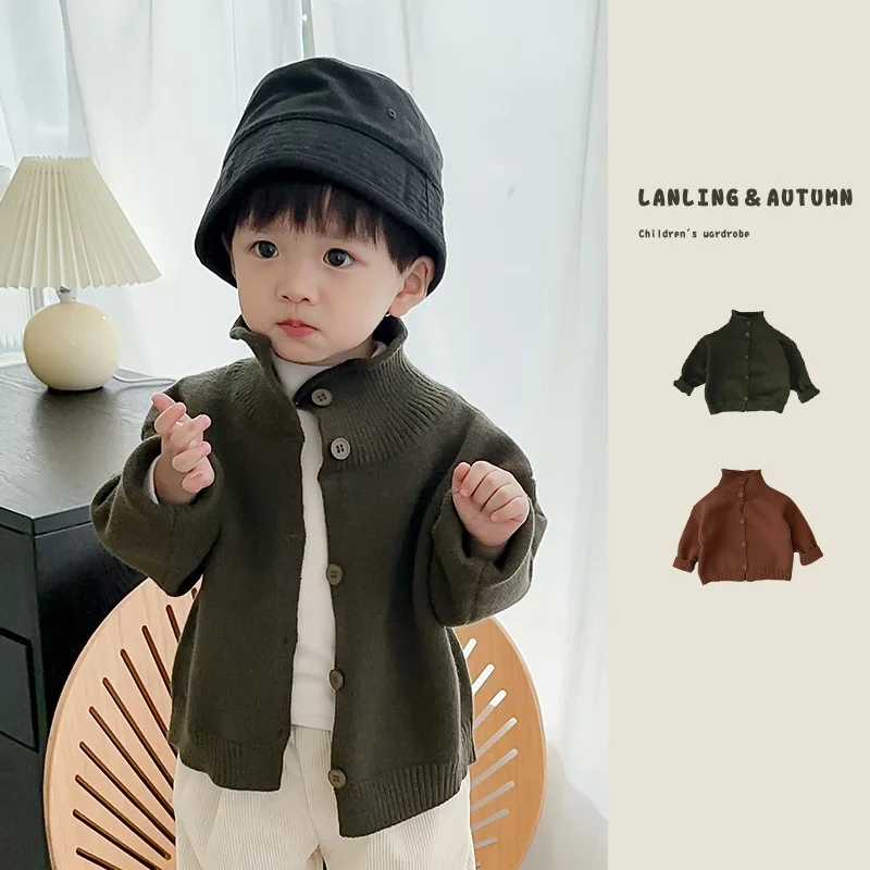 

1-3Y Toddler Infnat Newborn Baby Boy Girl Sweaters Knit Long Sleeve Turleneck Coat Tops Winter Fall Casual Cardigan Clothing