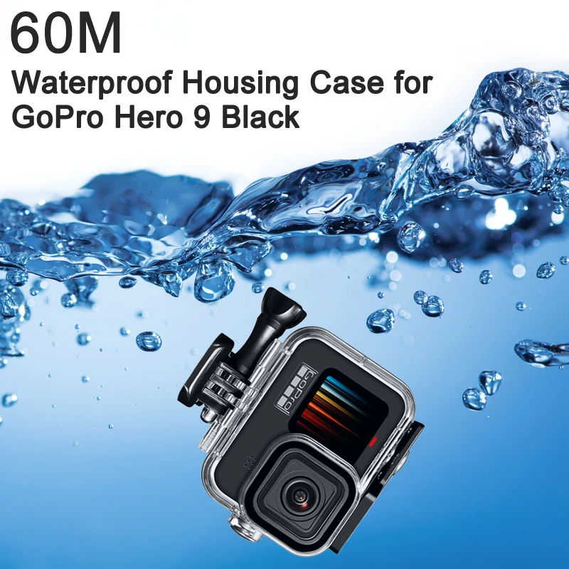 Funda impermeable para GoPro Hero 12, 11, 10, 9, cubierta protectora negra para buceo subacuático, accesorios GoPro 9, 10, 60M