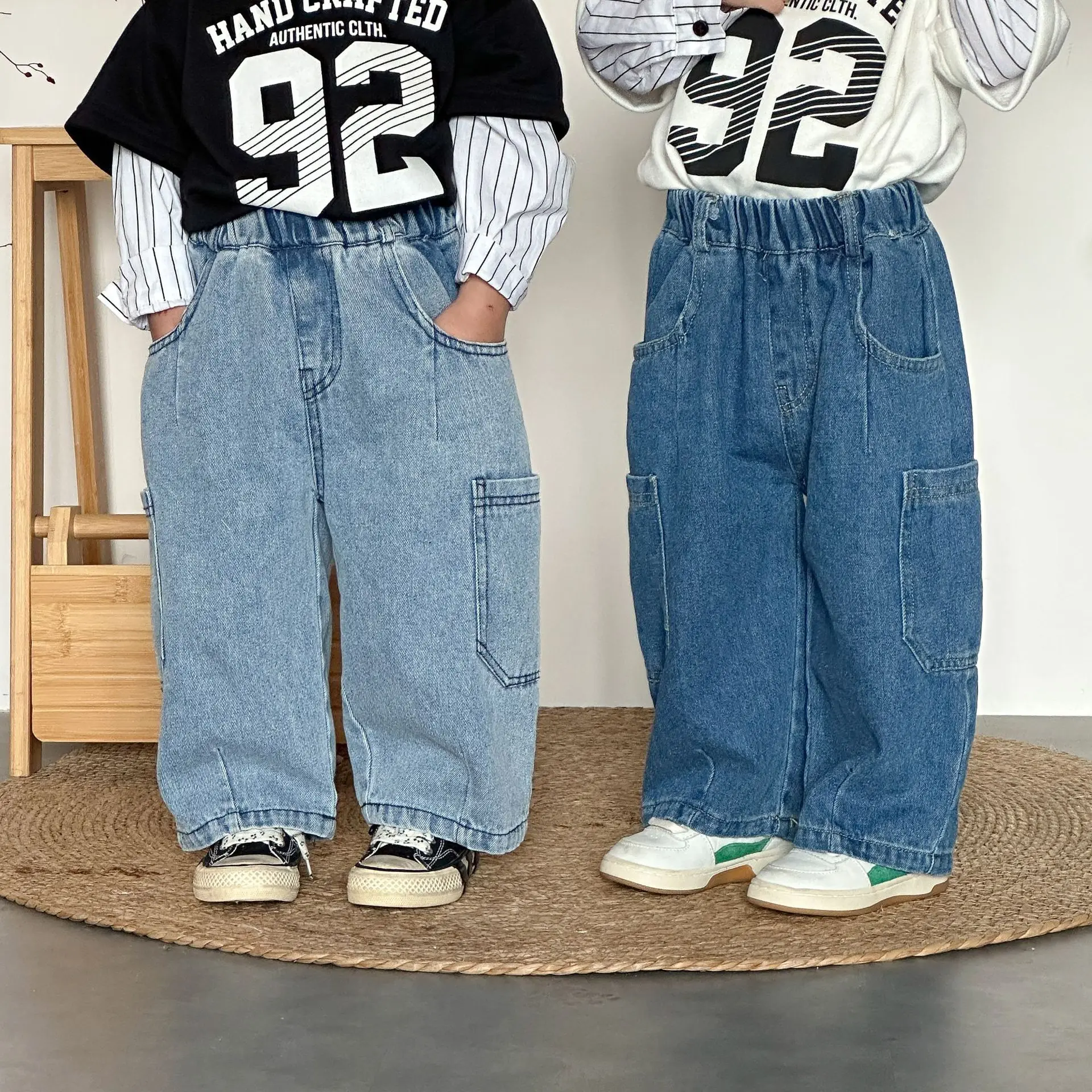 

Джинсы UNITIM для мальчиков, однотонные, универсальные, джинсовые брюки для детей, весна 2026, свободные, для мальчиков 1-10 лет, повседневные брюки