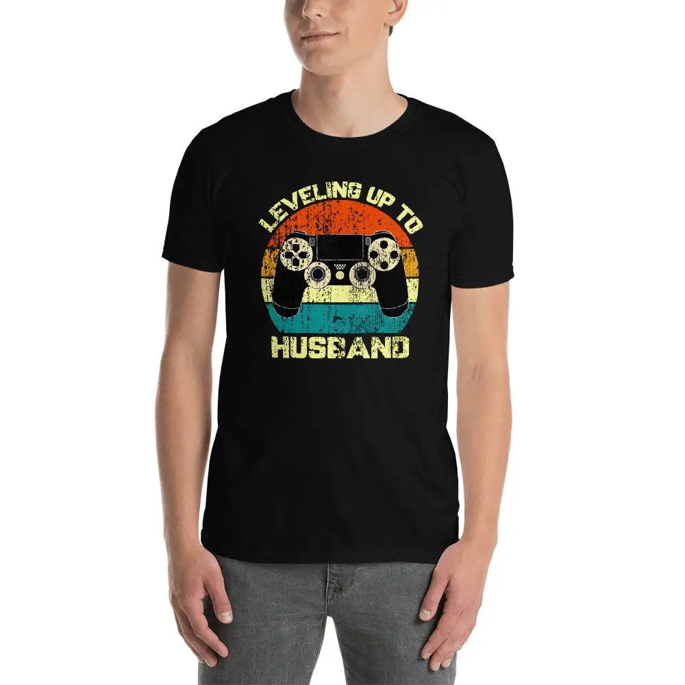 Leveling Up To Husband T Shirt Fiance Married Just Honeymoon Gaming Groom