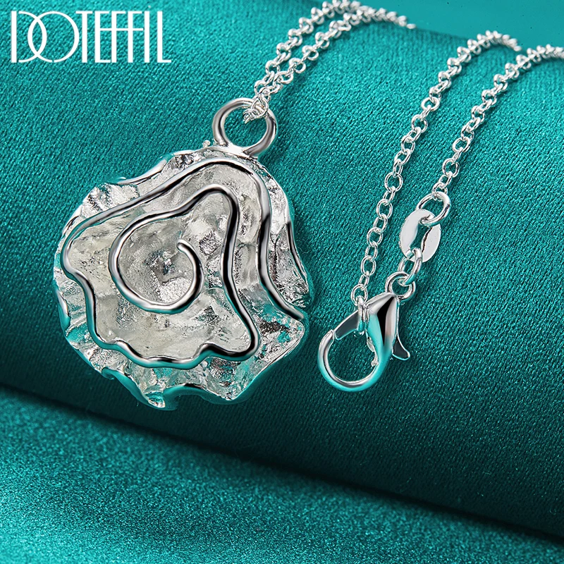 DOTEFFIL 4pcs 925 Sterling Silver Rose Flower Necklace Bracelet Earring Ring Set For Woman Wedding Engagement Fashion Jewelry