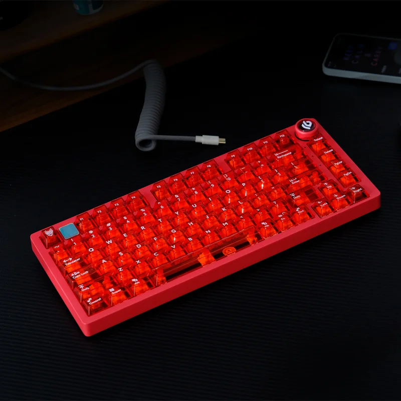 Red Transparent Keycaps Set PC 114key Keyboard Keycaps Custom Cherry Profile Keycaps for Mechanical Keyboard Accessories Gift