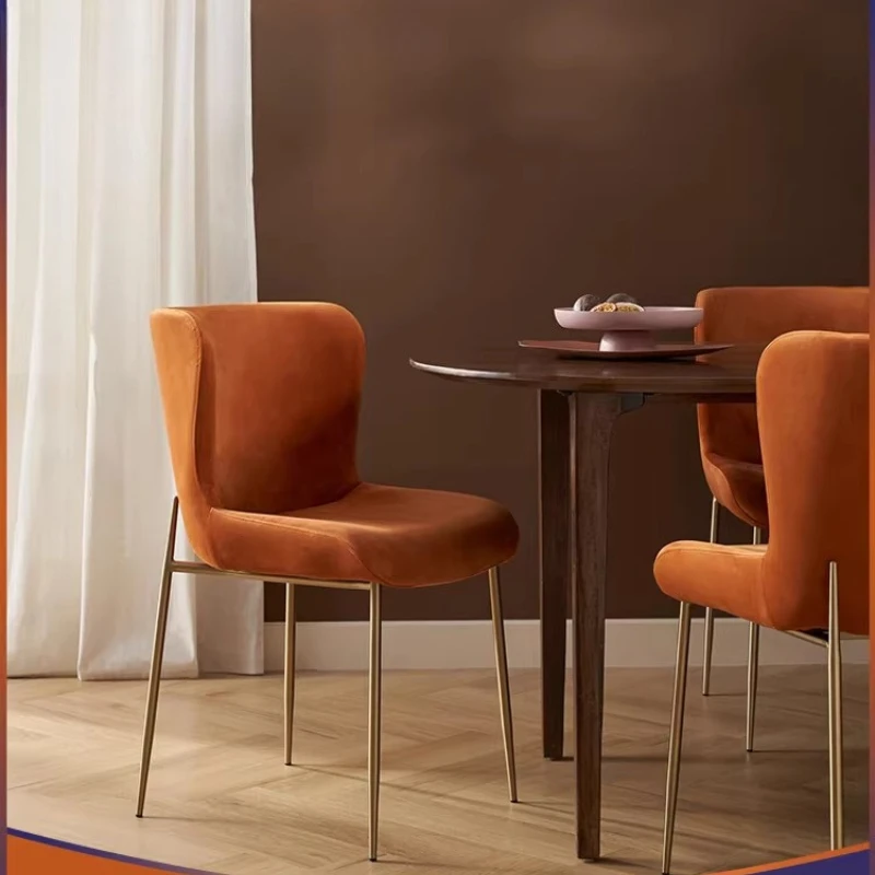 

Light Luxury Retro Chair Stainless Steel Back Accent Chair 45D High Resilience Sponge Dining Room Chair Home Kitchen Seating
