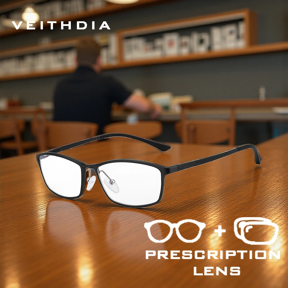 VEITHDIA Customize Aluminum Progressive Prescription Computer Glasses P08708 Photochromic Myopia Eyewear Frame For Male Female