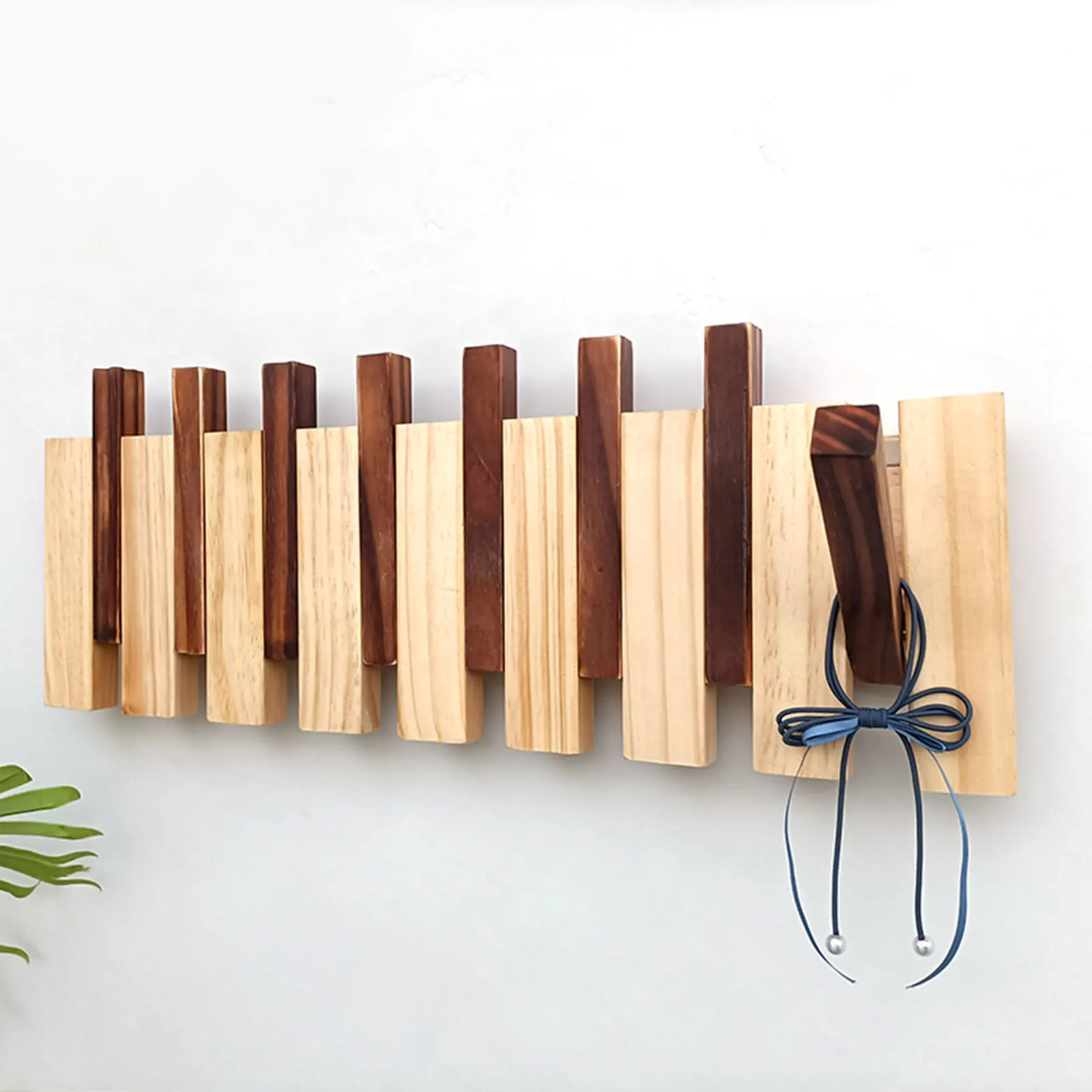 

Coat Racks W/8 HookWall Hanging Wall Entry Door Porch Hanging Coat Rack Perforated Solid Wood Creative Piano Keys Clothes