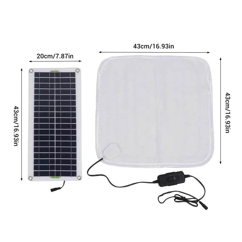 Solar Heating Blanket Heated Pet Warm Pad 50W Warming Pad Adjustable Temperature for Winter with Energy Storage Box