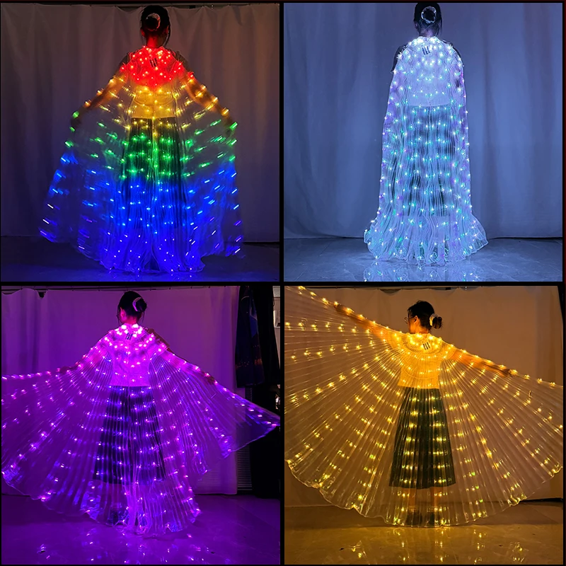 LED Luminous Butterfly Dance Wings Cloak Fluorescent Shows Performance Grand Event Dancing Atmosphere Props Led Luminous Cloak