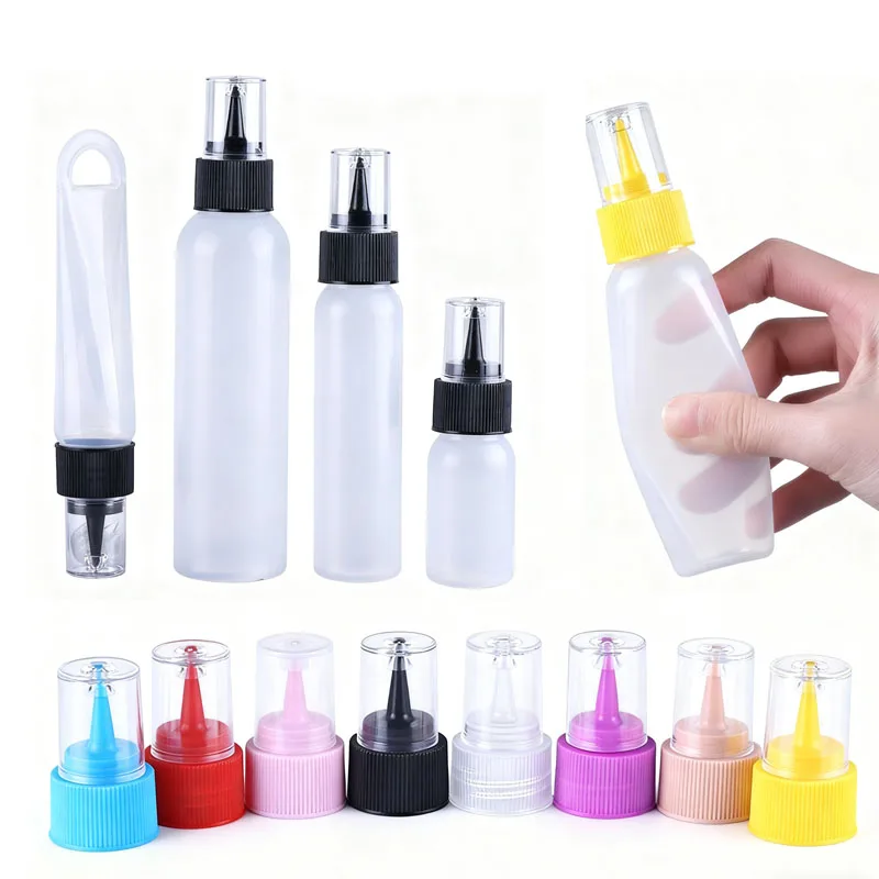 ขวดบีบพลาสติก PE ขนาด 30-120 มล. จำนวน 5 ชิ้น พร้อมฝาปิดกันฝุ่น สำหรับบรรจุของเหลว เช่น กาว หมึก สี ใช้สำหรับพกพาหรือใช้เป็นตัวอย่าง