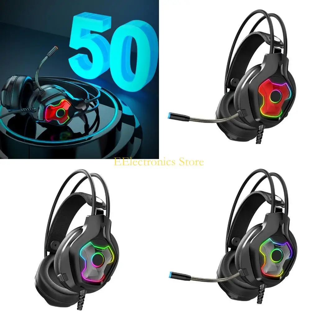B03C Classic Wired Headset E-gamers USB RGB Light Earphones Headphone for Girls Boys Sport 7.1 Stereo Sound Microphone PUBG