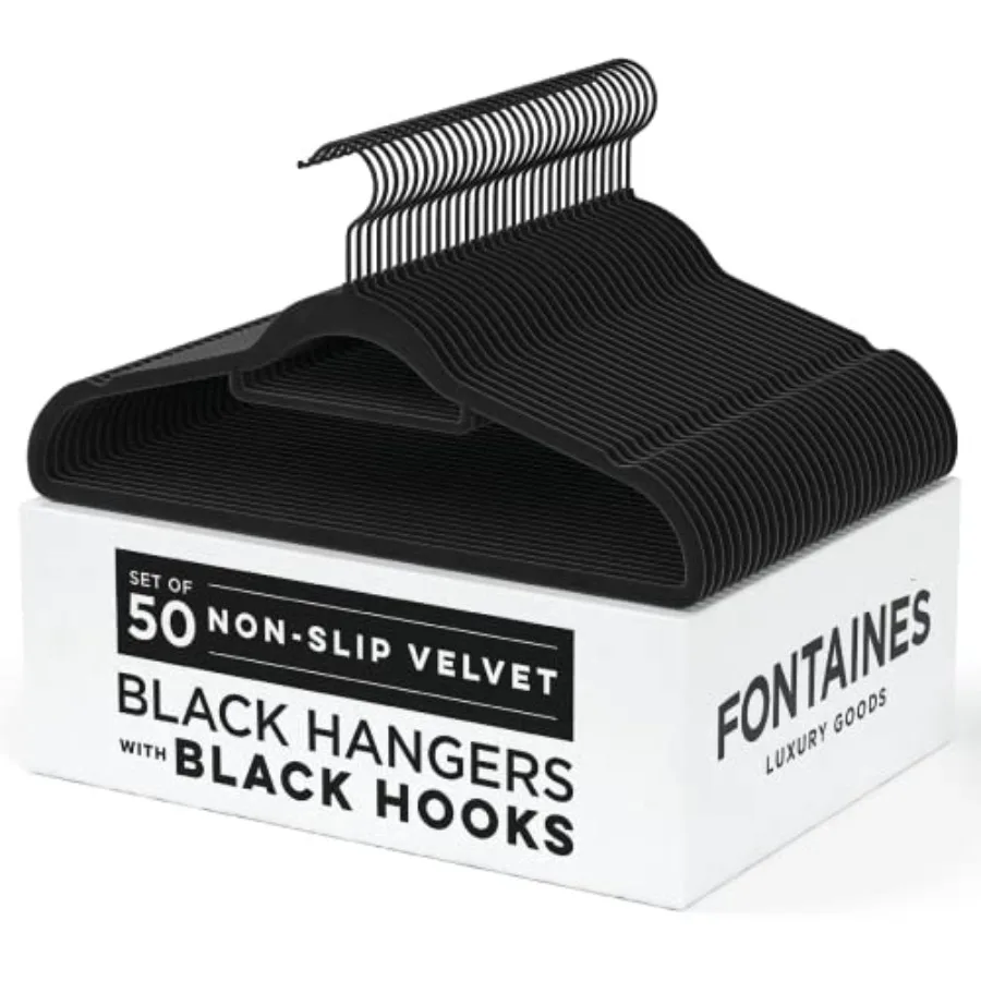 

Вешалки для одежды Fontaines Luxury Velvet Felt, 50 штук, нескользящие, ультратонкие, экономящие место, с прочным поворотным крючком для одежды