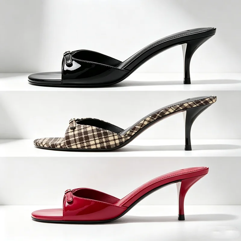 Metal Buckle Detail High-Heel Sandals Women Square-Toe Designer High-Heels Ladies Concise Style Comfortable Summer Women's Shoes