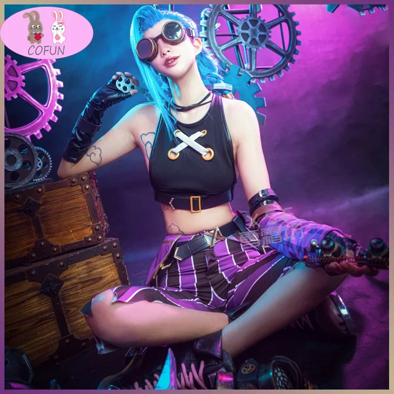

Игра LOL Arcane Jinx Косплей Костюм Женский Сексуальный Джинкс Косплей Костюм Хэллоуин Топ Брюки Полный Комплект На Заказ