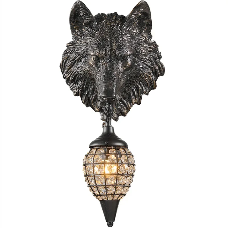 

Resin Wolf Wall Lamps Vintage Wall Sconce Light Fixtures for Living Room Bedroom Loft Industrial Lamp Home Art Decor Led Light