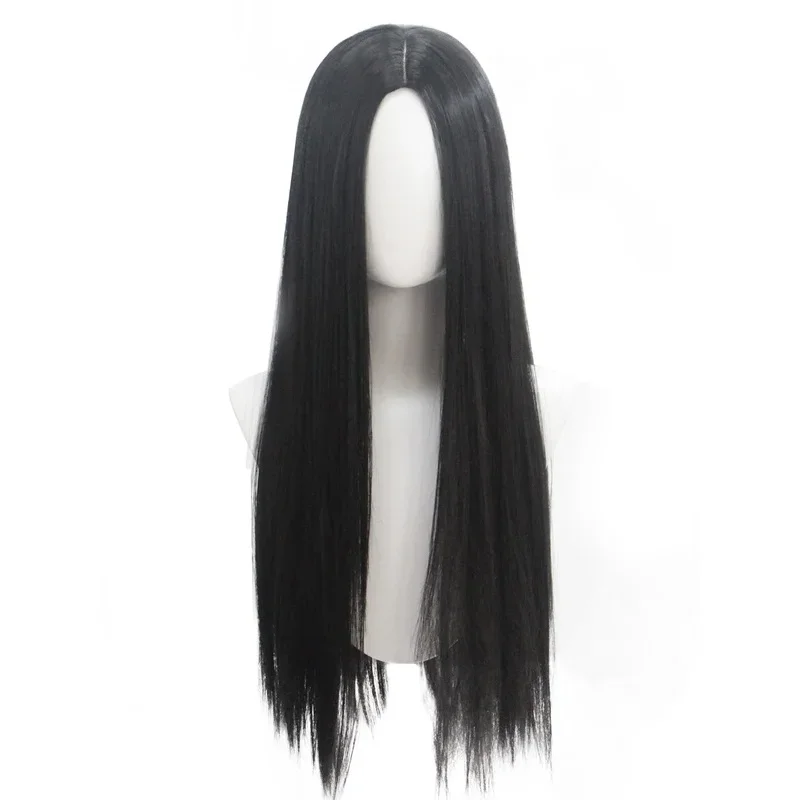 The Addams Family Movie Character Black Long Straight Synthetic Wig For Halloween Cosplay Wig Fit For Movie Show