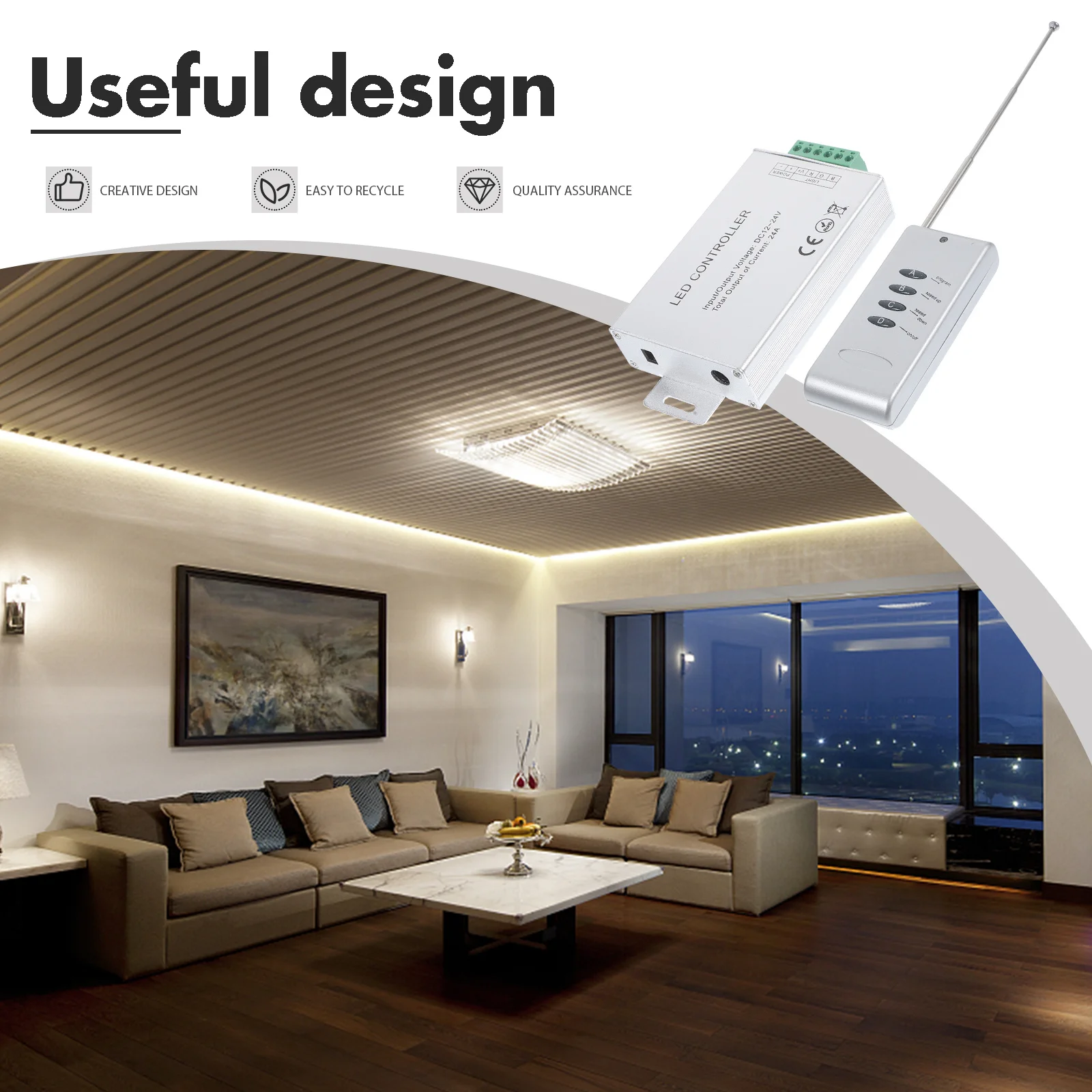 وحدة تحكم Led تيار مستمر 12-24 فولت 24A لأضواء شريط Ws2812B نطاق 20 متر بدون اتجاه جهاز تحكم عن بعد لاسلكي #3